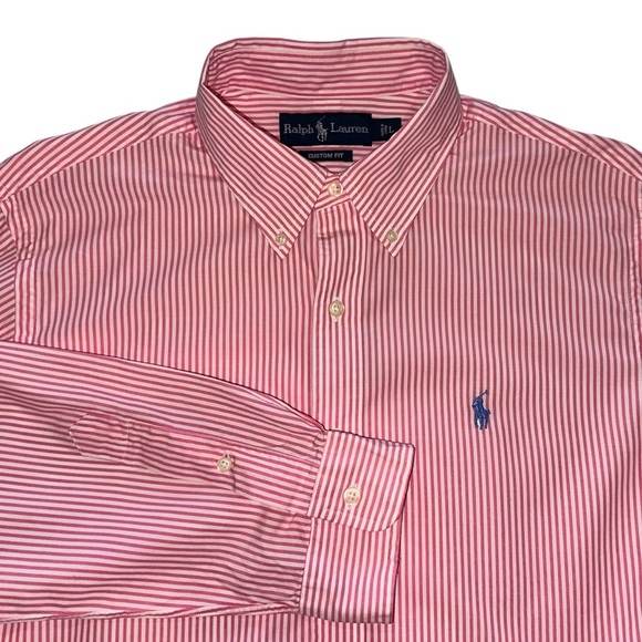 Ralph Lauren Other - Ralph Lauren Shirt Mens 100% Cotton Pink & White Striped Casual Button Down Sz L